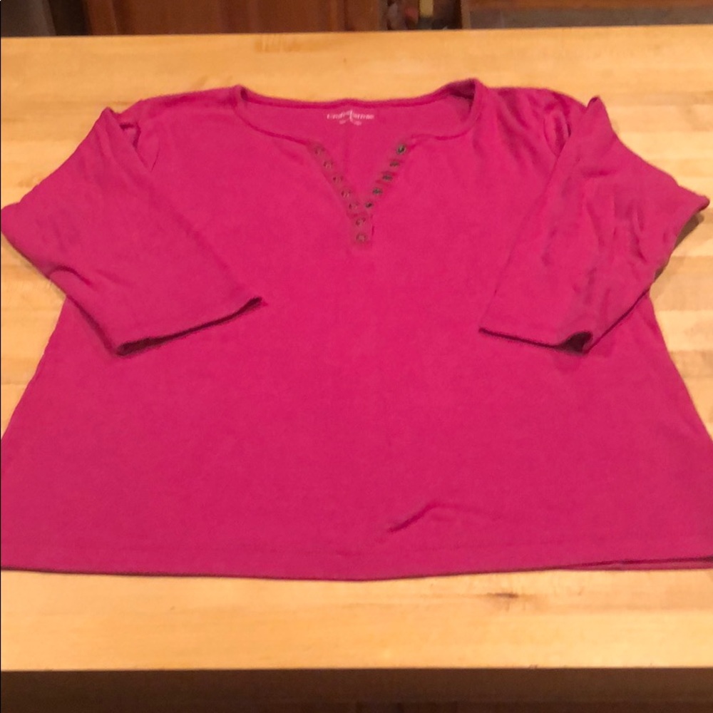 Henley 3/4 sleeve Raspberry